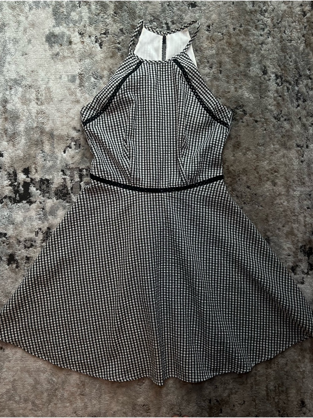 B Darlin Black and White Gingham Halter Skater Dress